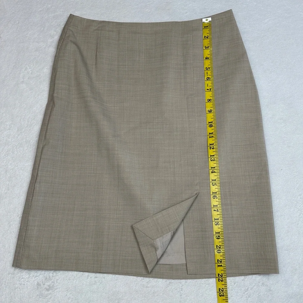 Brooks Brothers Loro Piana Wool Silk Pencil Skirt Beige Tan Size 12 Italy Fabric